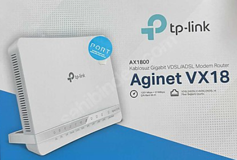En ucuz TP-Link Aginet VX18 Wi-Fi 6 VDSL MODEM 4 PORT + 1 USB 1201 Mpbs +574 Mbps Çift-bant Wİ-Fİ özelliği. VDSL2/ADSL2 AX1800
